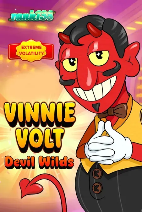 Tampilan visual karakter Vinnie Volt dalam slot bertema kasino retro